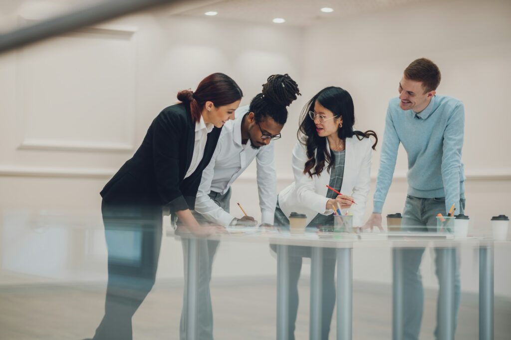 Multiracial business team having a meeting in office